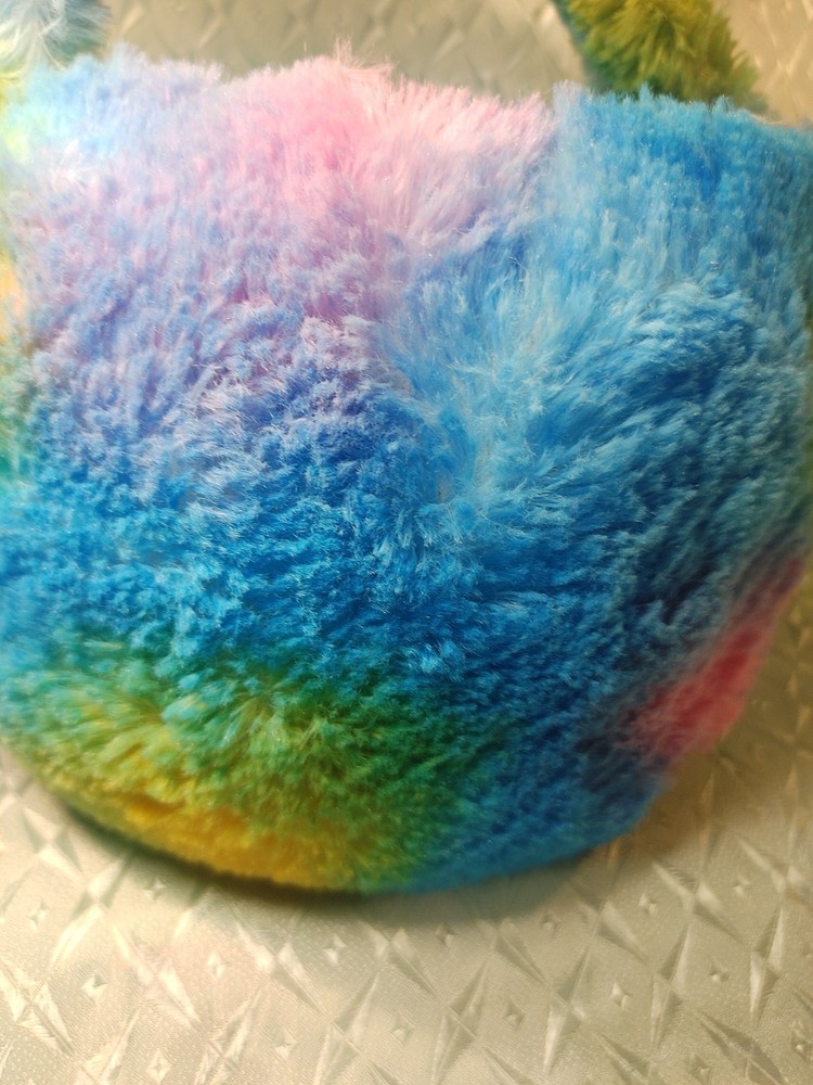 Plush Multicolored Rainbow Bunny Easter Basket With Handle ADORABLE!