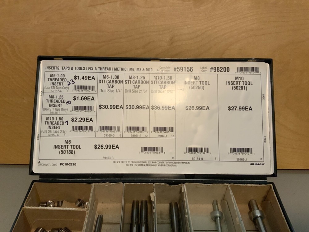 HILLMAN FIX-A-THREAD Inserts, Taps, & Tools #59156 47 Piece