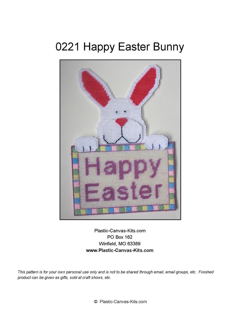 Happy Easter-Bunny Wall Hanging-Plastic Canvas Pattern or Kit