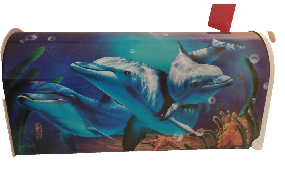 JUMBO DOLPHiNS MAiLBOX~Laminated~NO-PAINT~(Fades and Chips))