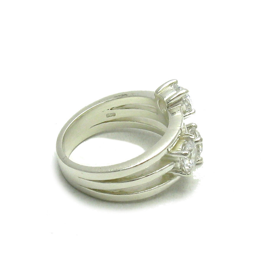 Sterling Silver Ring Hallmarked Solid 925 With 3x5mm Cubic Zirconia Empress