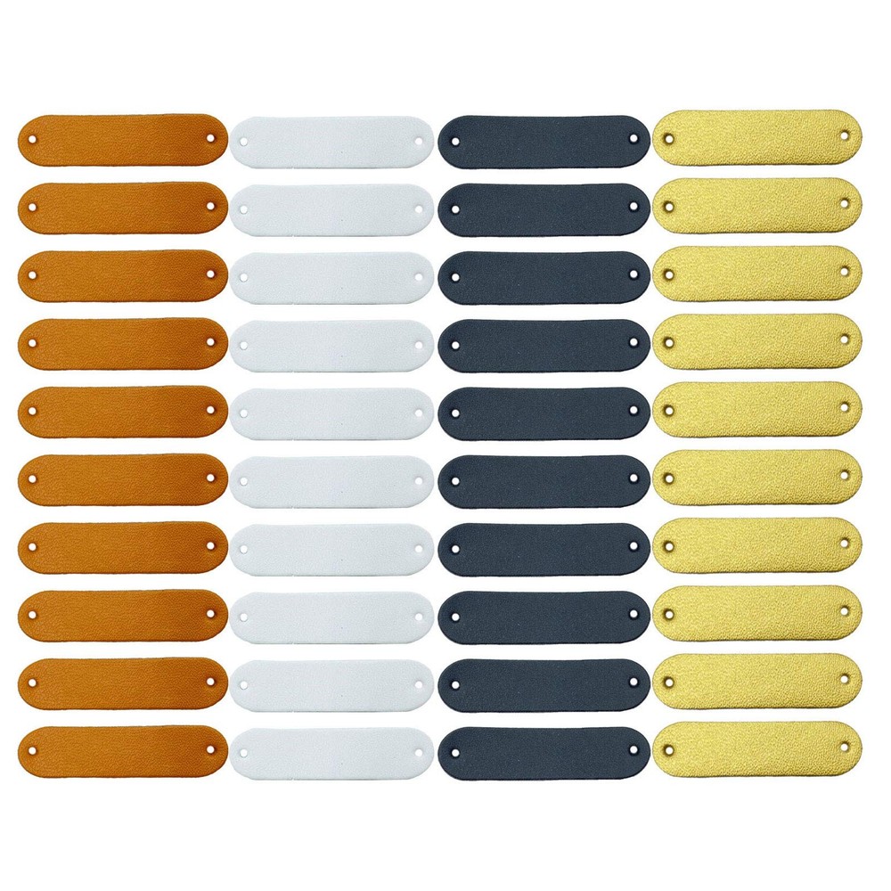 40 Pieces PU Leather Label Blank Tag Tags 5x1.2cm, Style