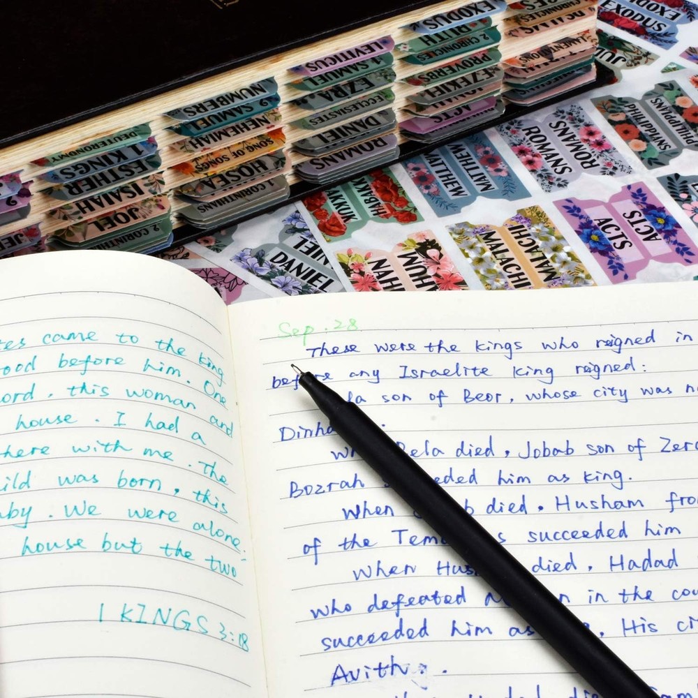 Bible Tabs 122 PCS Floral Laminated Index Tabs for Study & Journaling