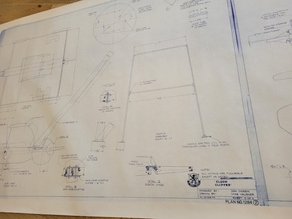 CLOUD CLIPPER blueprints rc model plane airplane r/c modeler magazine