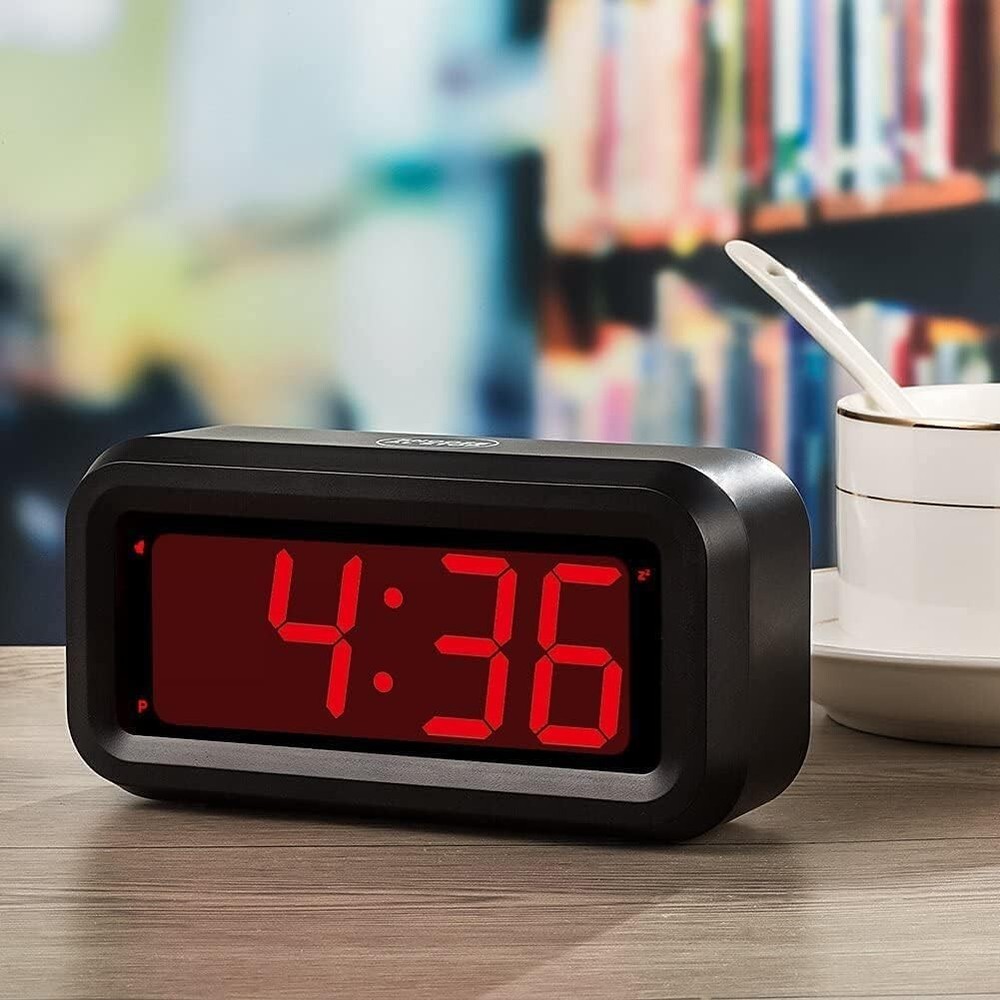 Digital Alarm Clock LED Display Small Wall Clock Battery Operated
