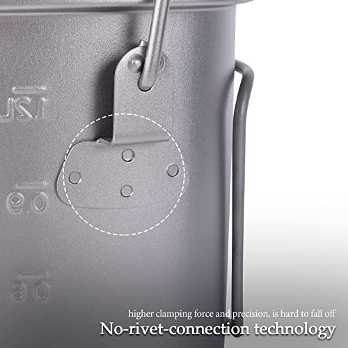 Titanium Camping Cookware Set 1500ml & 600ml Military Mess Kit with Lid