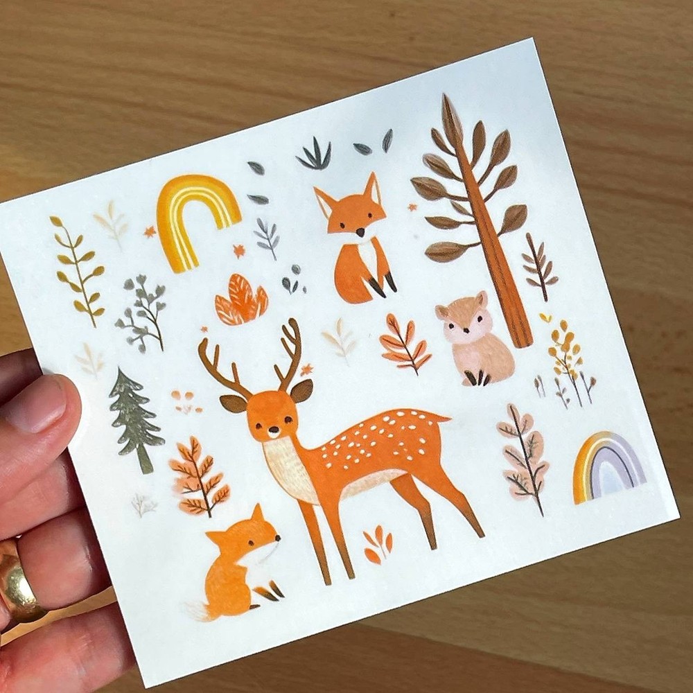 Temporary tattoo sheet Autumn Forest, Tiny Colorful Tattoos, Fall Forest