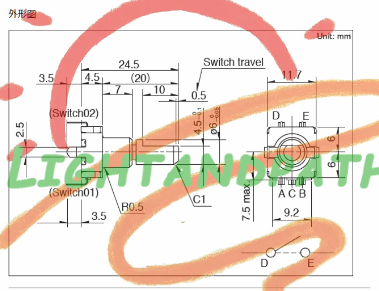 ALPS EC11E15244G1 Rotary Encoder Navigation Volume Switch 30 Positioning 15 Puls