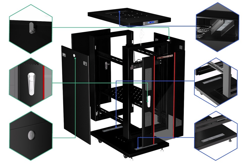 Sysracks 27U 32'' Deep IT Network Data Server Rack Cabinet