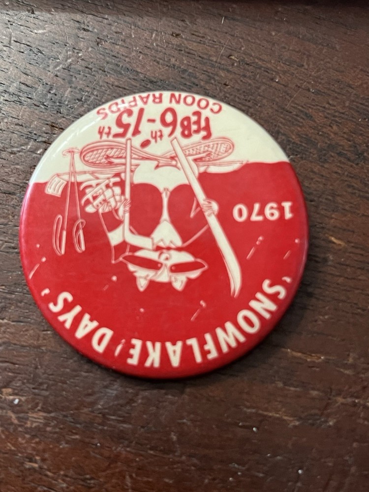 Snowflake Days 1970 Pinback Button 1.75 in Dia Coon Rapids