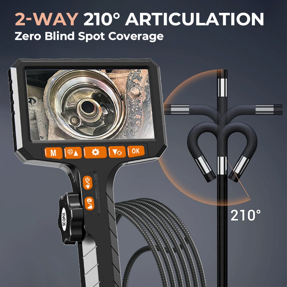 Two-Way Articulating Borescope Camera with Light Endoscope Inspection Camera HD