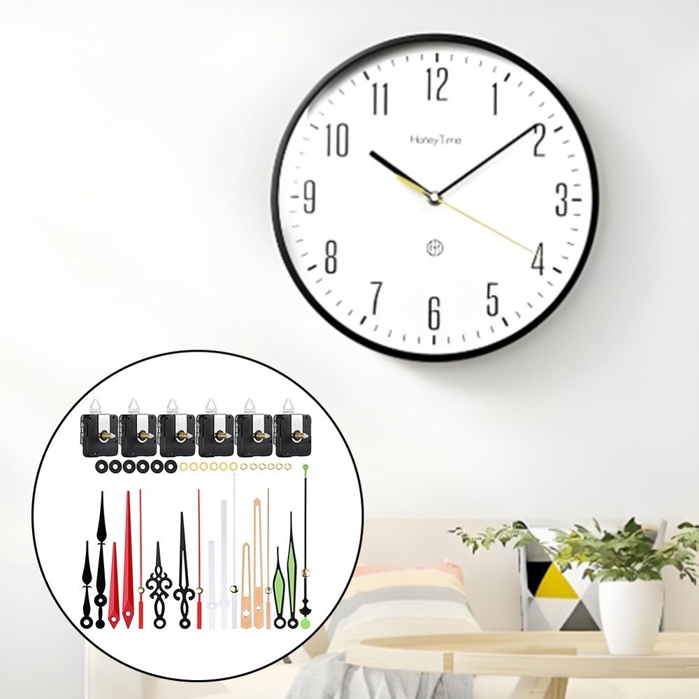 Silent Quartz Clock Movement Kit with 6 Metal Hands for Clock Projects