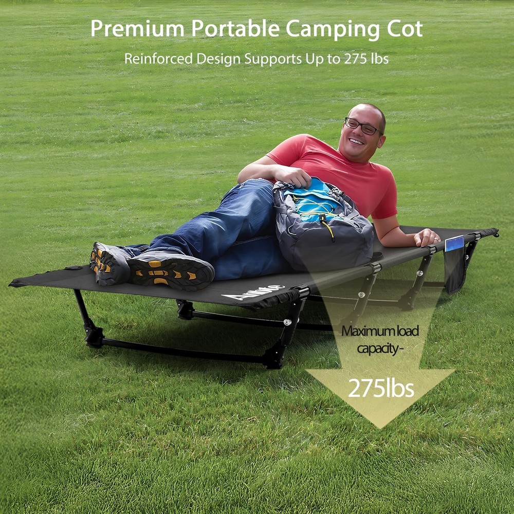Ultralight Folding Camping Cot, Comfortable Portable Camping Cot Supports 275...
