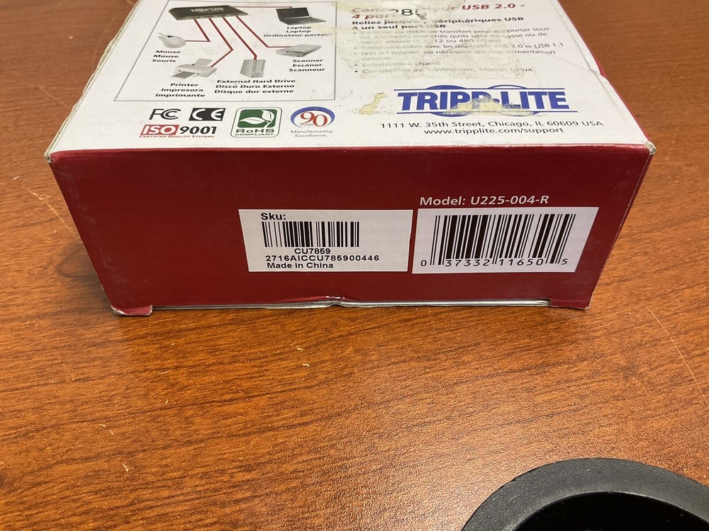 Tripp Lite 4-Port USB Mini Hub, Black/Silver