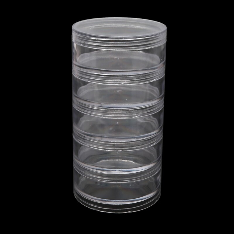 5 Layer Cylinder Stackable Containers Clear Plastic Round Storage Organizer for