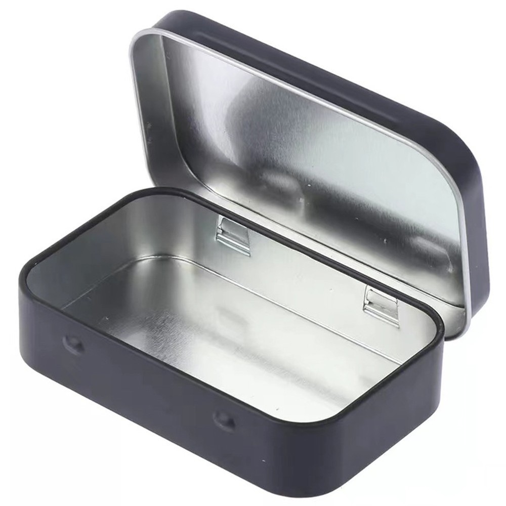 Rectangular Hinged Metal Tins 6 Pack for Safe Storage of Small Personal Items