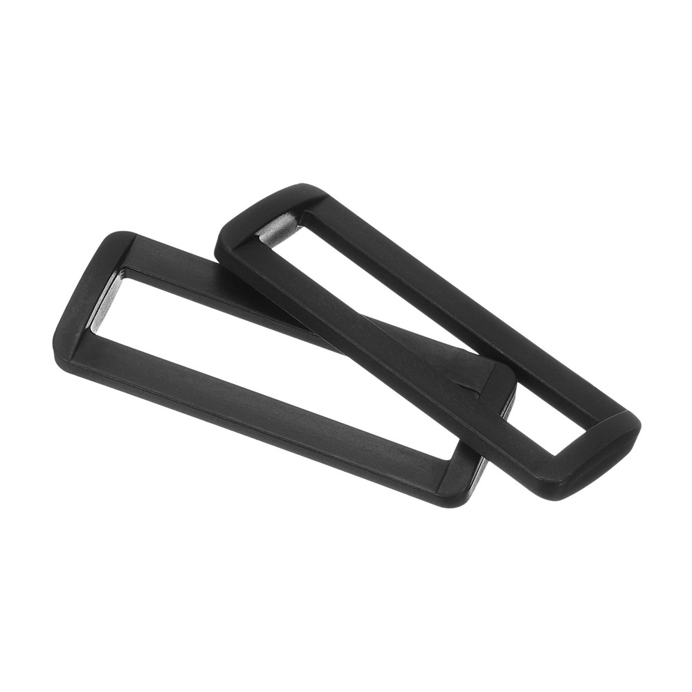 6Pcs 2" Plastic Rectangle Rings Webbing Belts Buckle Slide Loop Black