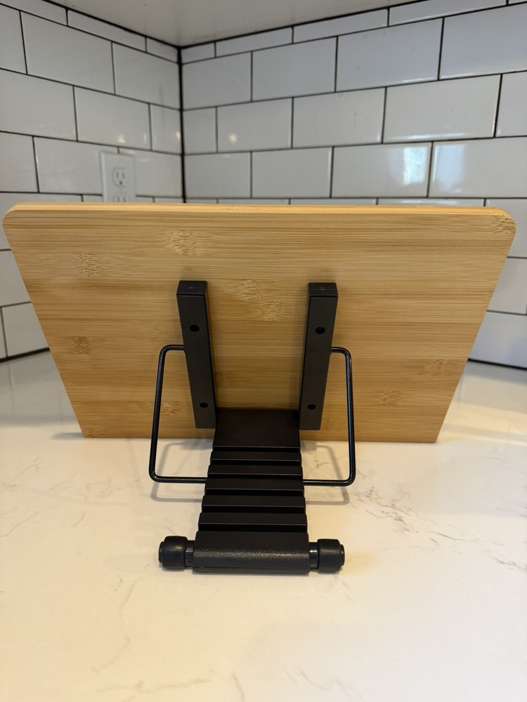 Readaeer Foldable Bamboo Book Stand 6 Adjustable Heights Large Book Holder