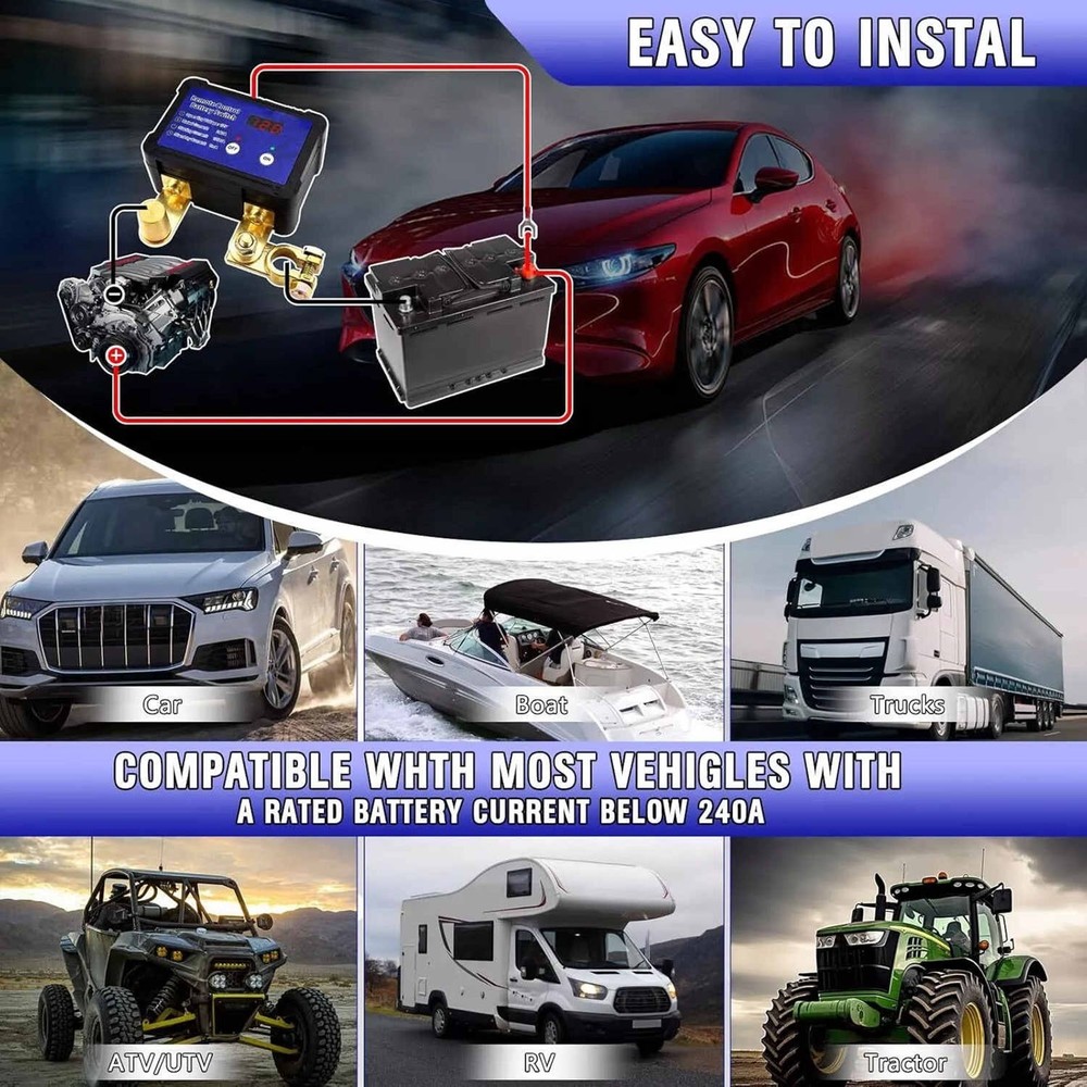 1PCS Automatic power-off switch for car battery With an LED voltage display