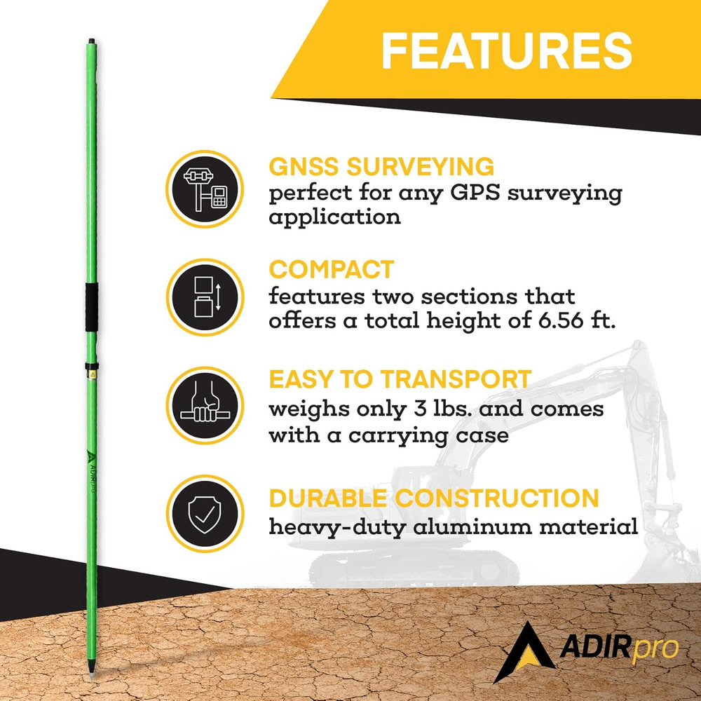 2 M Two-Piece GPS Rover Rod (Green)