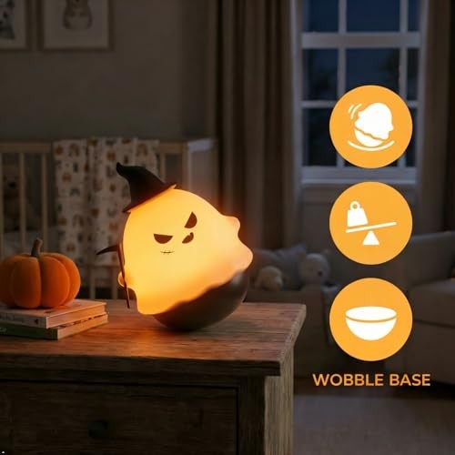 Ghost Night Light, Roly-Poly Cute LED Lamp Rechargeable Bedside Light, 3