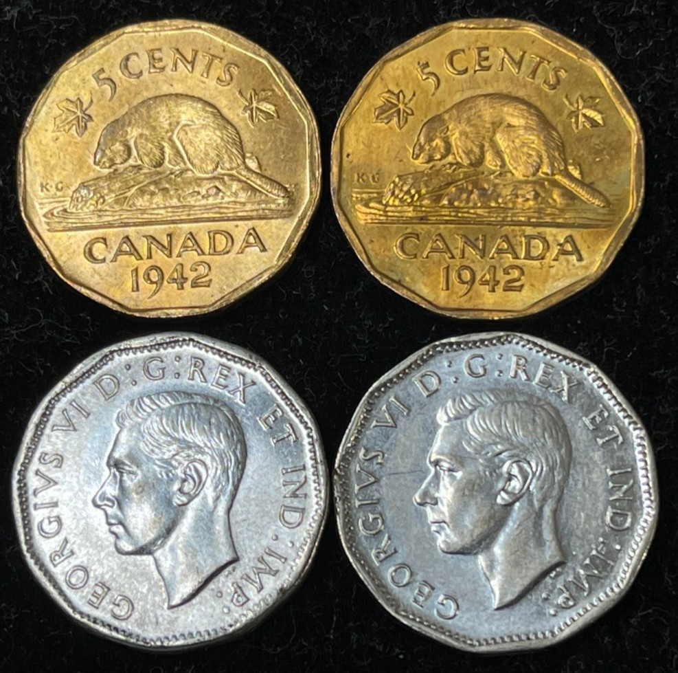 Early Canada 5 Cents 4 Coins Lot Excellent Condition