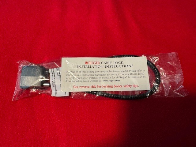 Ruger Cable Lock with installation instructions and 2 keys