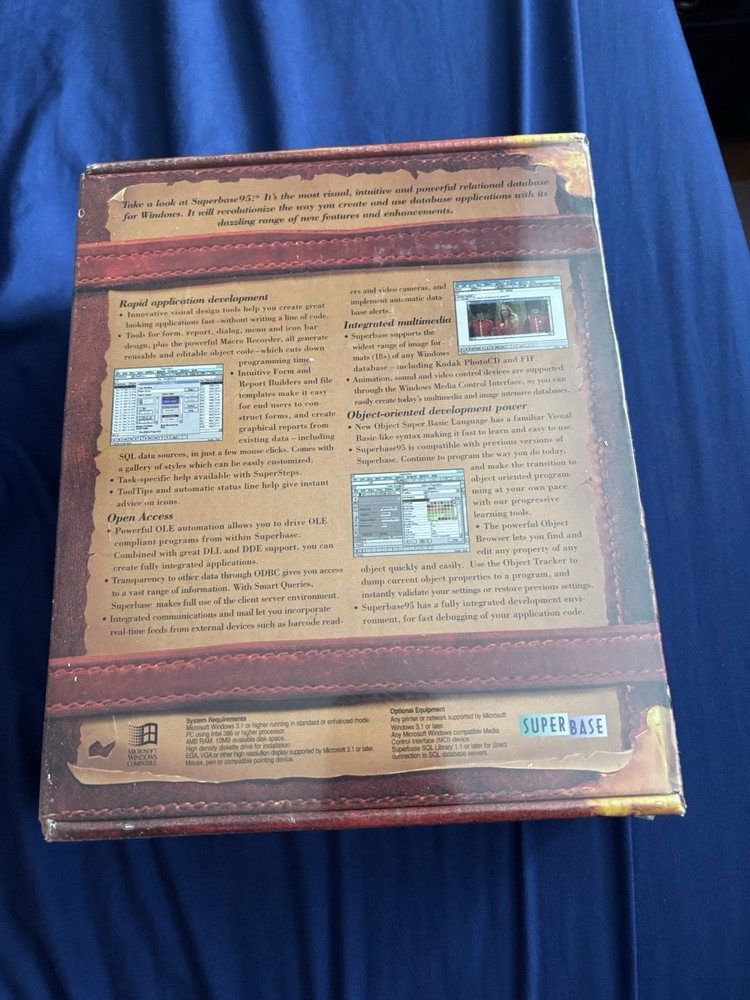 Vintage Superbase 95 Superbase95 Windows PC Database Software Data Base SEALED