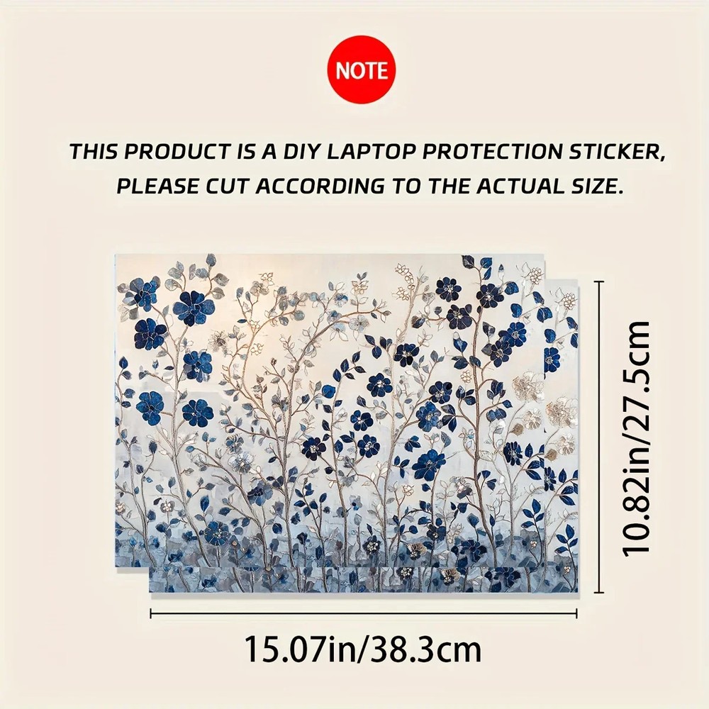 Scratch Resistant Floral Pattern Laptop Stickers 2 Pack Durable DIY Art Case