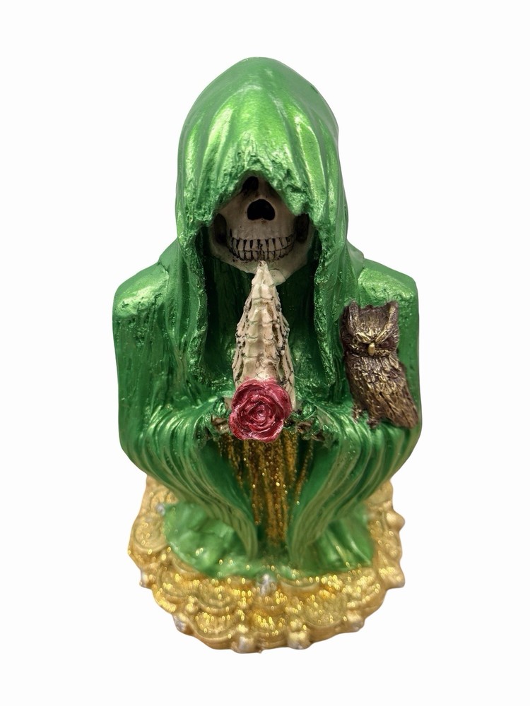 Santa Muerte Busto Perdón” Verde Curada 14”