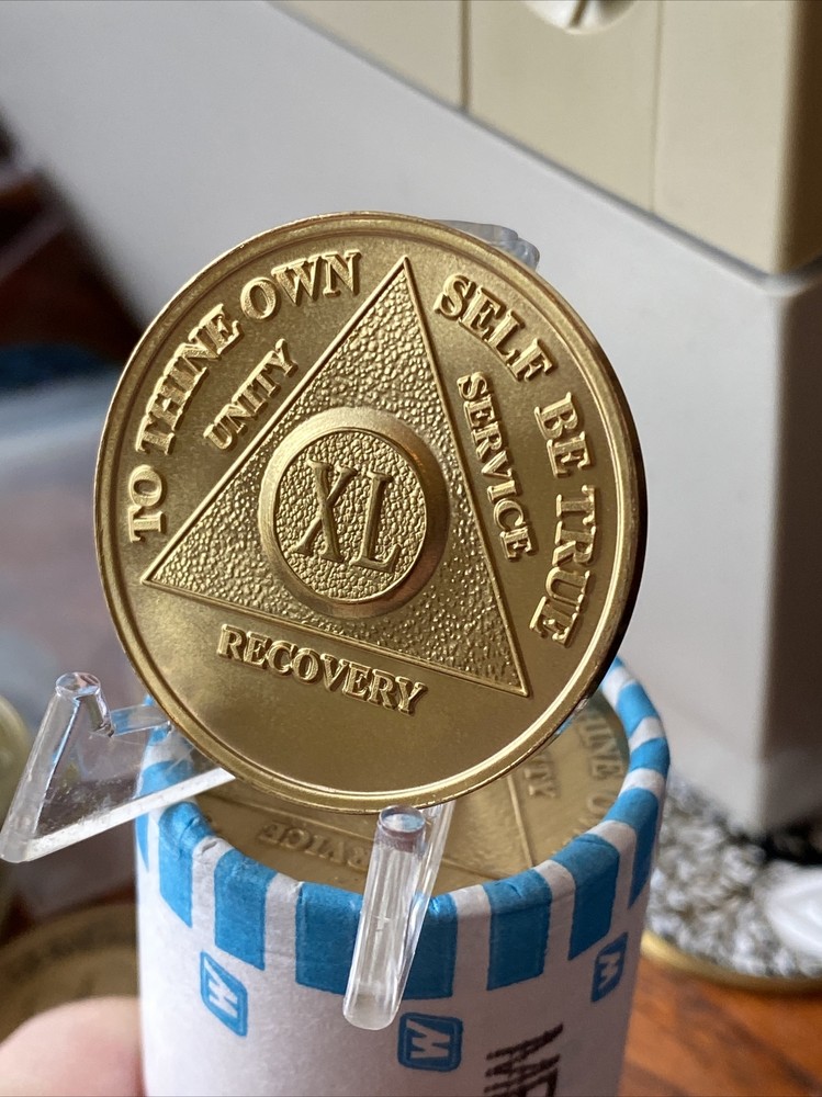40 Year AA Medallion Gold Plated Sobriety Chip