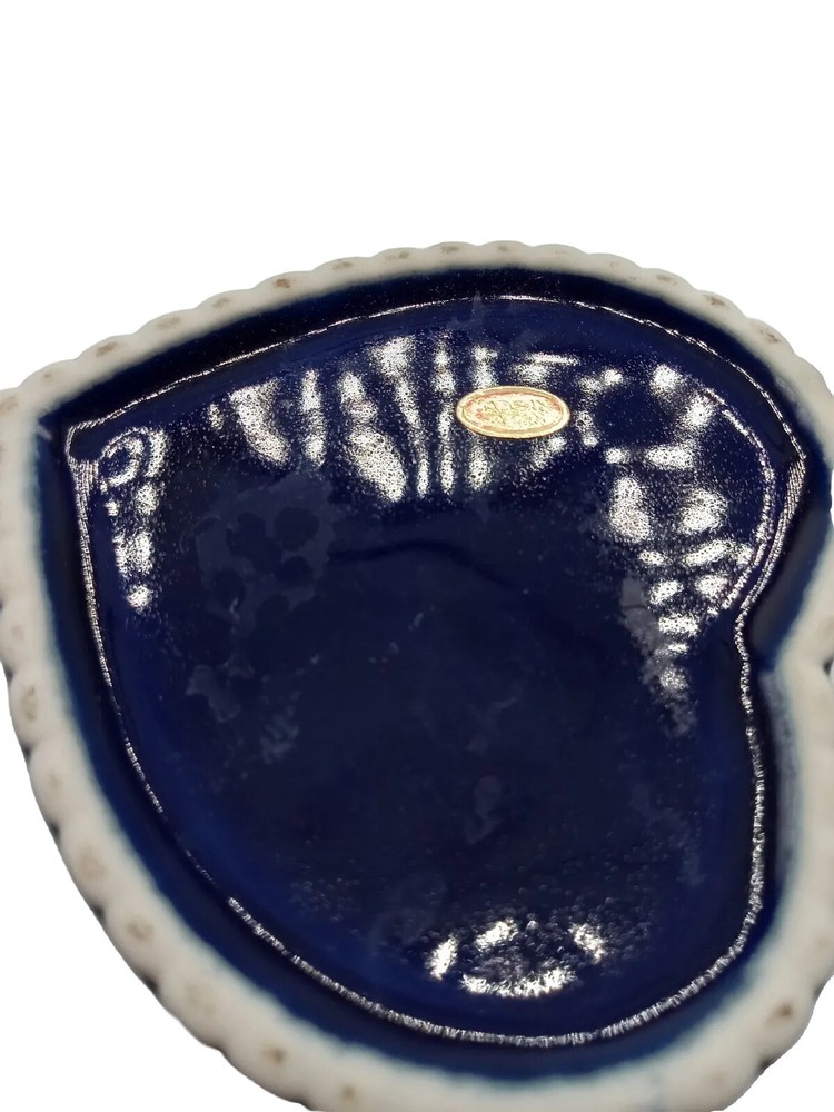 Cobalt Blue Ceramic Heart Trinket box