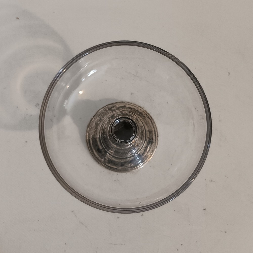 Antique Sterling Base Glass Compote Candy Dish Vintage