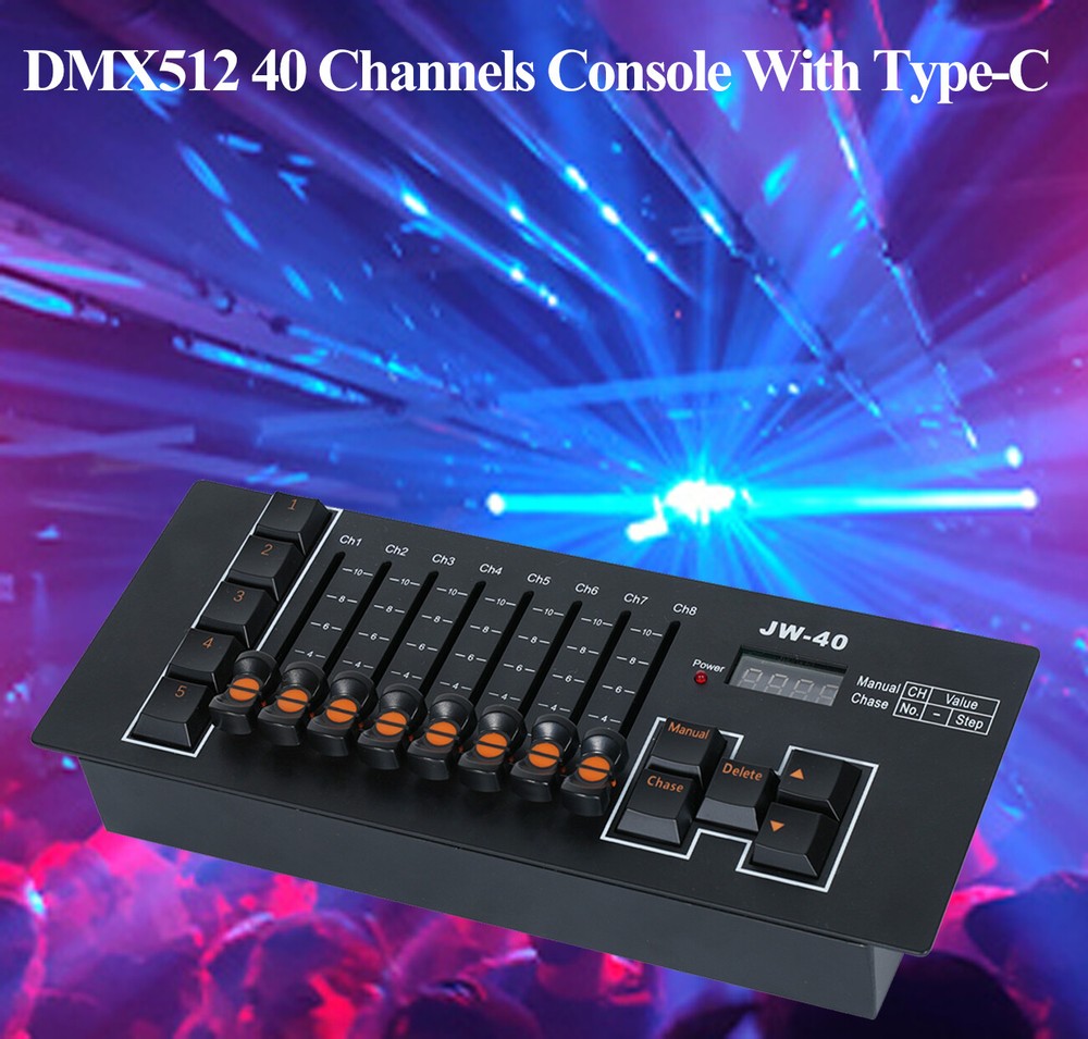 40 Channels DMX512 Control Console For Stage Lighting TYPE-C Battery Powered US