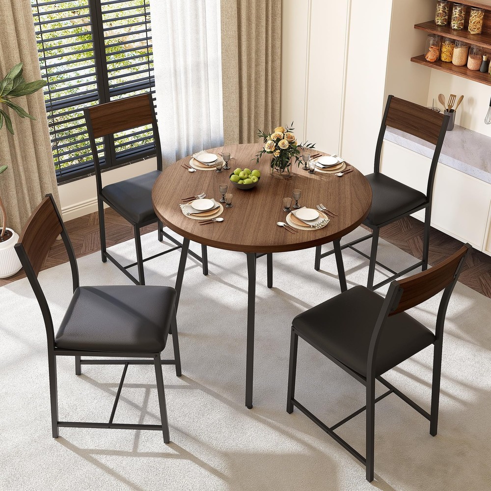 Pamapic Round Dining Table Set for 4, Kitchen Table and Chairs for 4, Dining ...