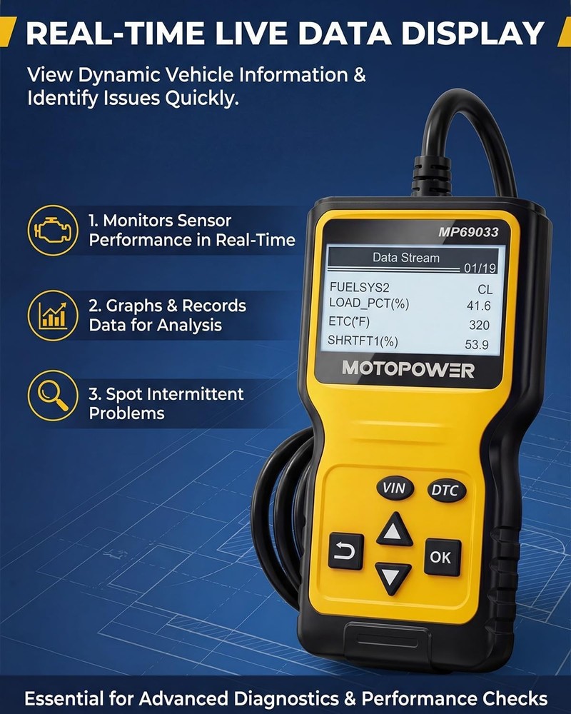 MOTOPOWER MP69033 Car OBD2 Scanner Code Reader Engine Fault Scanner CAN Diagnost