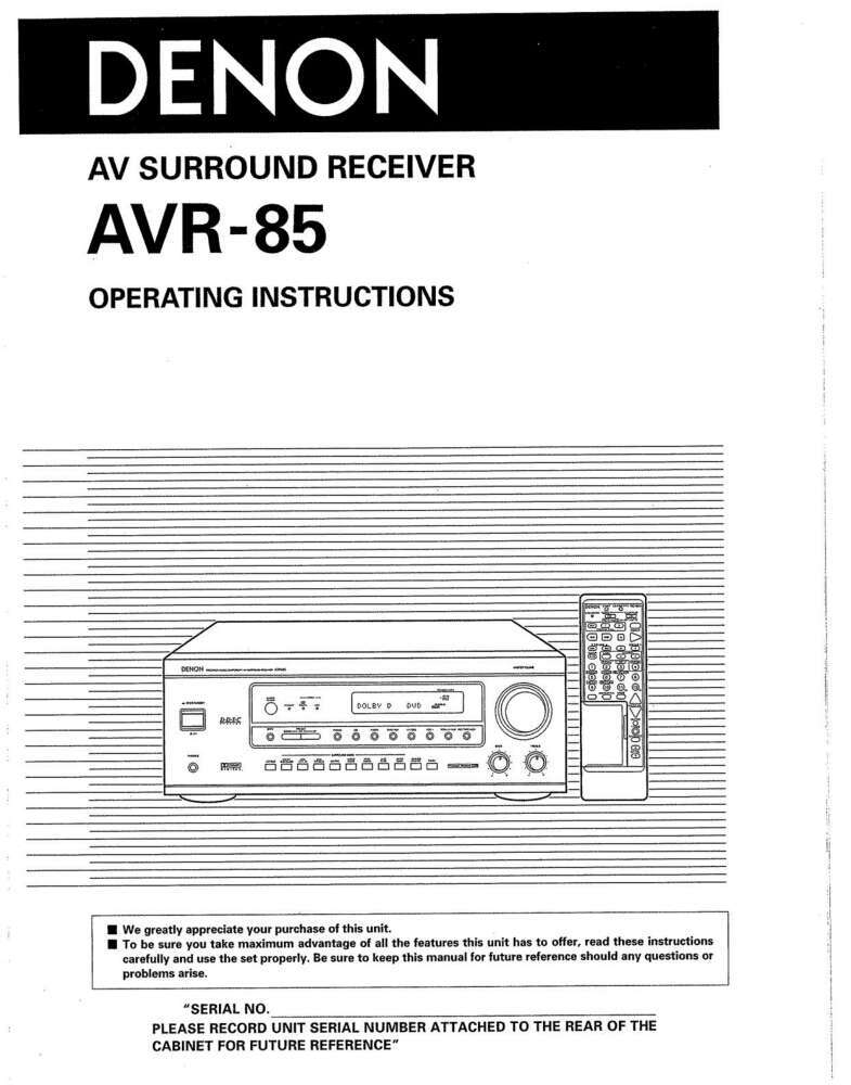 Denon AVR-85 Receiver Amplifier Owners Manual