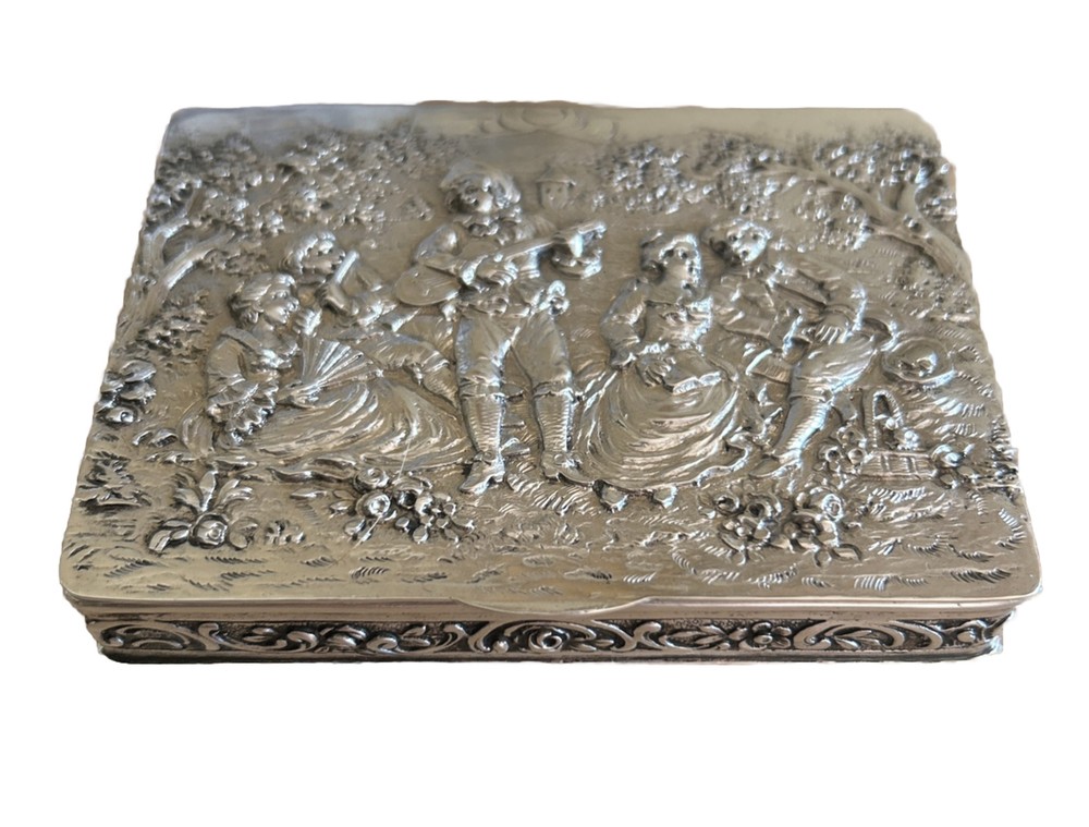 Antique German Silver Embossed Cigarette Case, Circa 1900