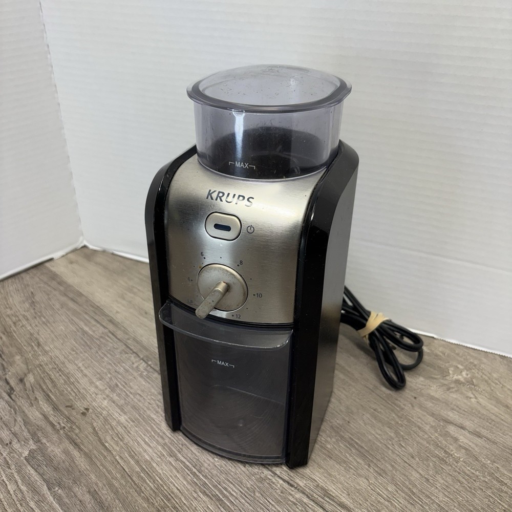 Krups GVX2 Burr Coffee Grinder Adjustable 12 Settings Black Tested Working Clean
