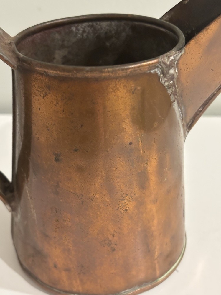 Early American Hand Made Copper Pitcher With Long Spout