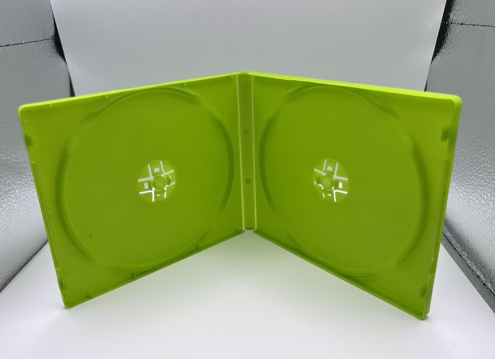 5 PCS NEW 12MM DOUBLE CD POLY CASES WITH SLEEVE, GREEN, MH4