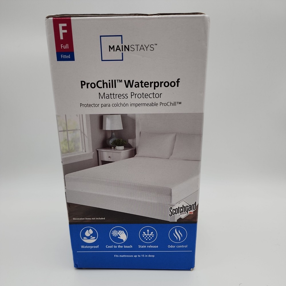 Mainstays Prochill Waterproof Cooling Fitted Mattress Protector, Full New