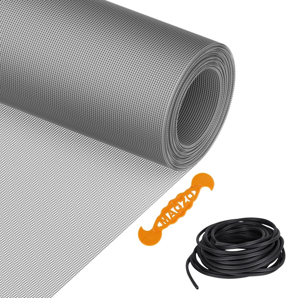 Window Screen Replacement Kit, 36"W × 90"L Durable Polyester Adjustable Scree...