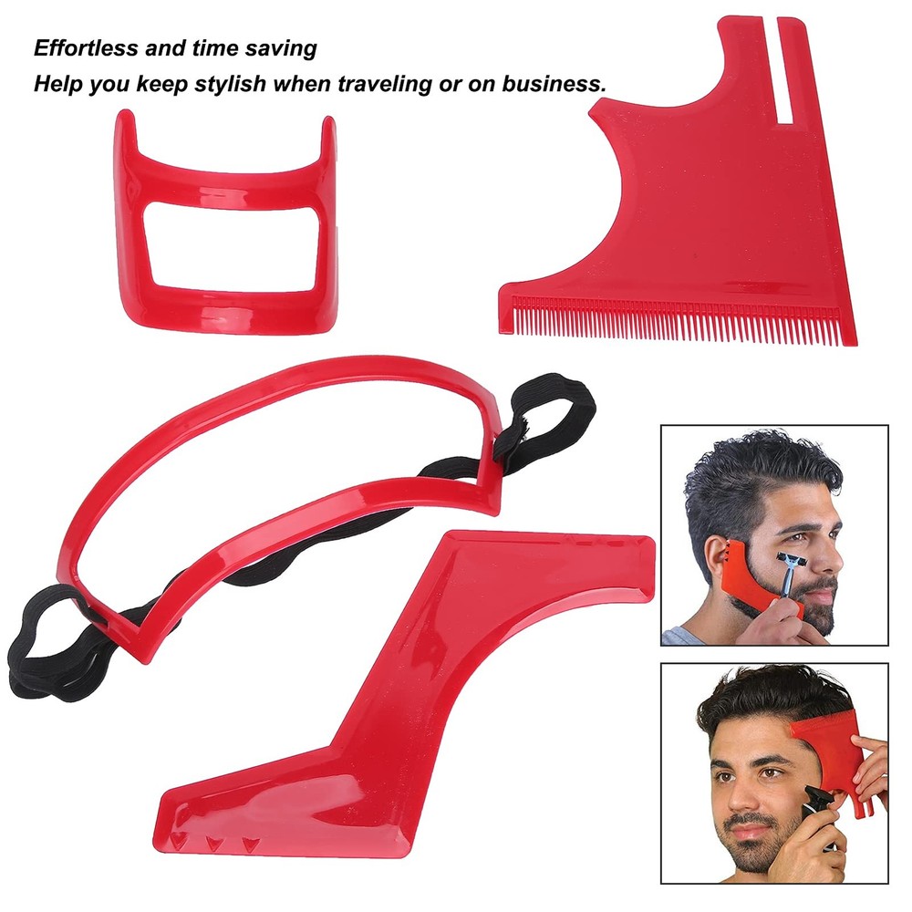 4Pcs Beard Shaping Tool Kit, Beard Shaper with Precise Templates for Men's Gr...