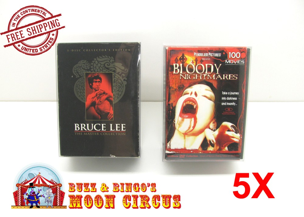 5x DVD OVERSIZED BOX SET (SIZE DVO H) - CLEAR PLASTIC PROTECTIVE BOX PROTECTOR