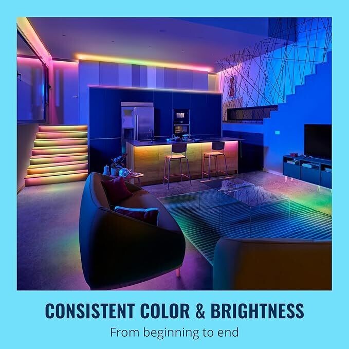 32.8ft Smart LED Light Strip – Multicolor, AppVoice Control, Google Home