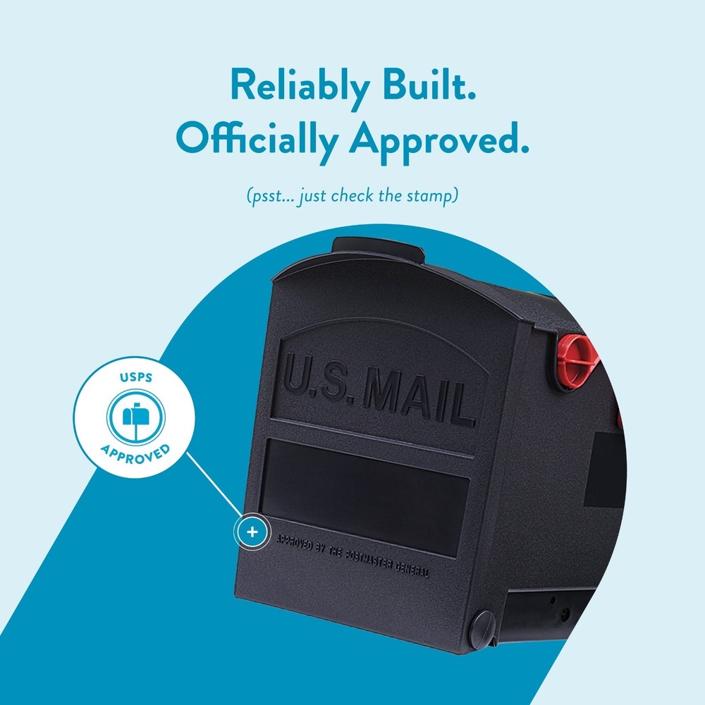 NIB 100% Architectural Mailboxes Patriot Black Plastic Medium Post-Mount Mailbox