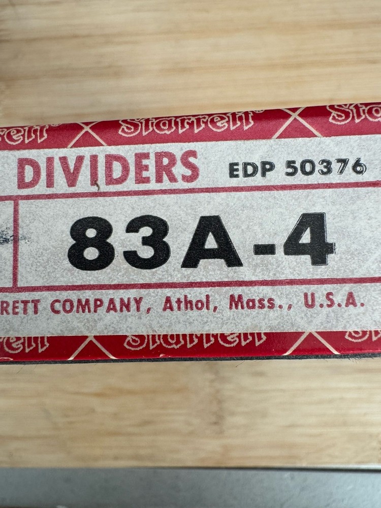 Starrett 83A-4 Yankee Spring-Type Dividers Solid Nut 4" NOS
