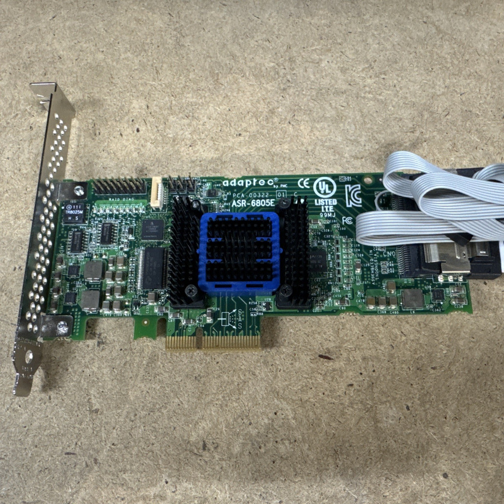 Adaptec ASR 6805 E 128MB RAID Controller Card PCIe SATA/SAS + Cables