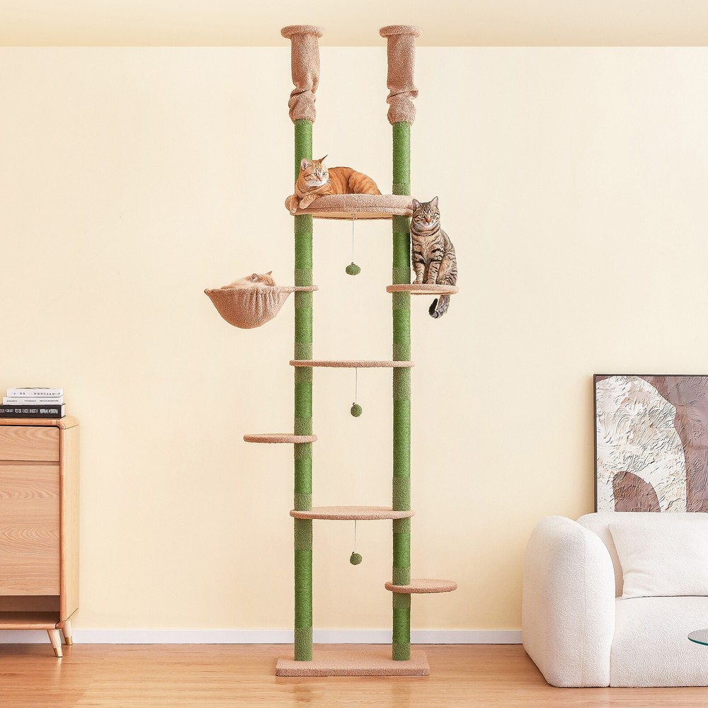 92.1"-101.6" Adjustable Multi-level Cat Tree Tower Activity Center Playing Rest.